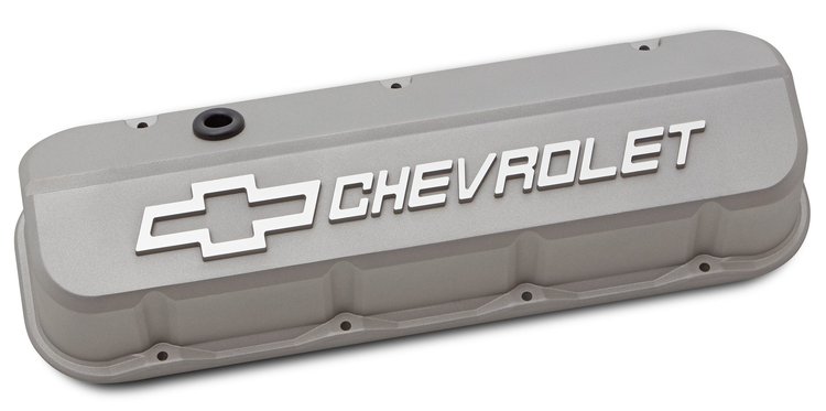 Die-Cast Slant-Edge Valve Covers for 1965-1996 Big Block Chevy 396-454 [Cast Gray Crinkle Finish]