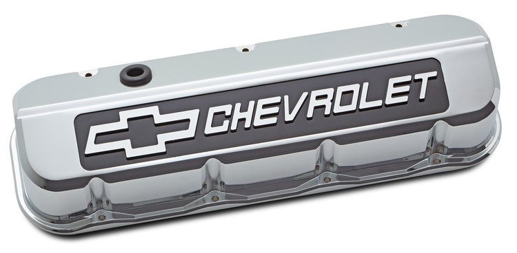Die-Cast Slant-Edge Valve Covers for 1965-1996 Big Block Chevy 396-454 [Lustrous Chrome Finish]