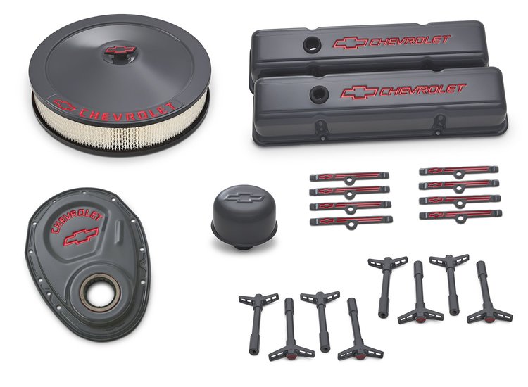  141-880 Engine Dress-Up Kit for 1959-1986 Small Block Chevy 262-400 V8 [Shark Gray Finish]