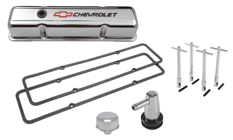 Chrome Valve Cover Kit for 1958-1986 Small Block Chevy