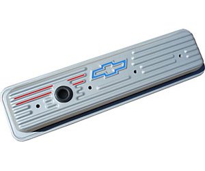 Stamped Steel Center Bolt Valve Covers for 1987-Up Small Block Chevy in Metallic Gray Finish