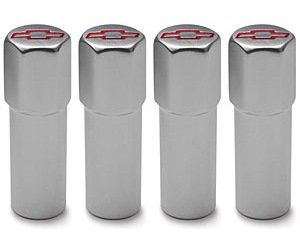 Valve Cover Mini Nuts in Polished Aluminum Finish with Red Bowtie
