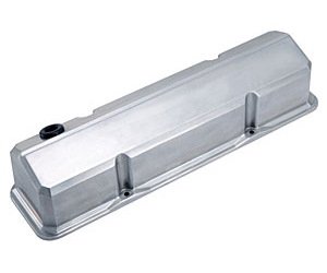 Slant-Edge Tall Cast Aluminum Valve Covers for 1959-1986 Small Block Chevy [Polished, No Emblem]