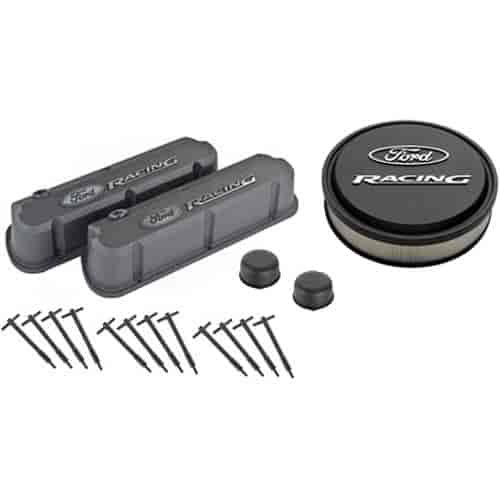 Ford Racing Slant-Edge Valve Cover Kit for Small Block Ford 289-302-351W in Black Crinkle Finish
