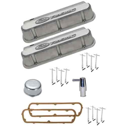 Ford Racing Slant-Edge Valve Cover Kit for Small Block Ford 289-302-351W in Natural Cast Finish