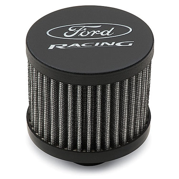 Chrome Push-In Valve Cover Breather Filter with Ford RACING Emblem