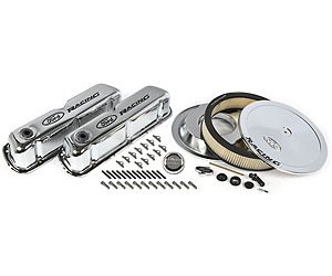 Ford Racing Dress-Up Kit for Small Block Ford 289-302-351W in Chrome Finish with Black Emblems