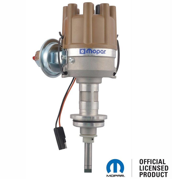 Electronic Distributor for Chrysler Big Block [Tan Cap, Mechanical and Vacuum Advance, Mopar Emblem]