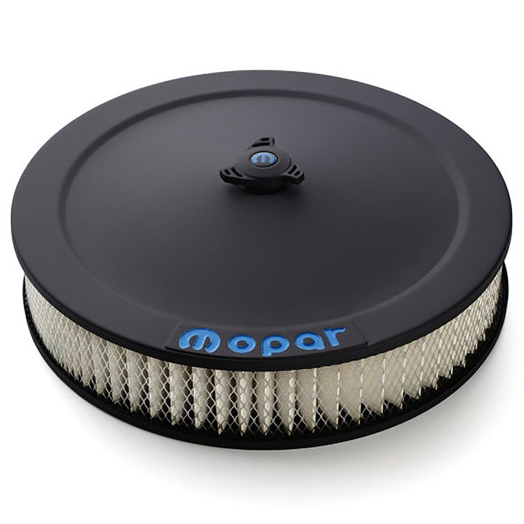 Black Crinkle Officially-Licensed Mopar Air Cleaner [Recessed Blue Emblem]