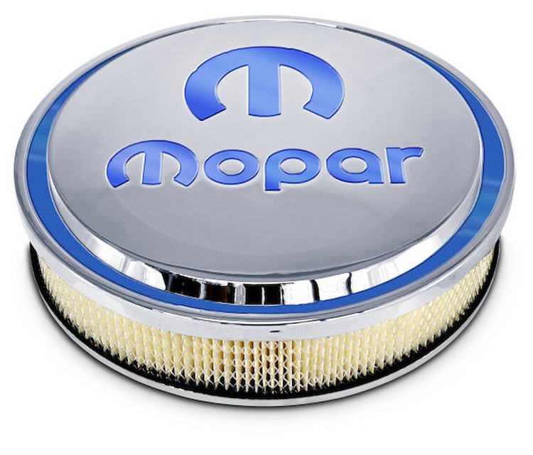 Polished Officially-Licensed Mopar Slant-Edge Air Cleaner [Recessed Blue Emblem]
