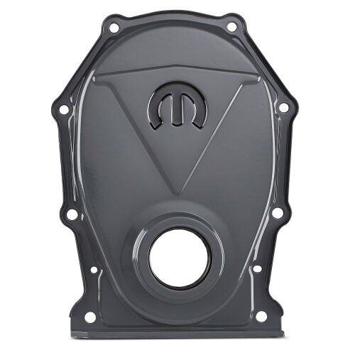 Shark Gray Mopar Omega "M" Emblem Timing Chain Cover Fits Big Block Chrysler B/RB/Hemi Engines