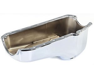 Chrome Oil Pan for 1965-79 Small Block Chevy (Driver Side Dipstick)