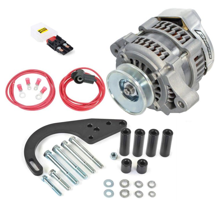 Lightning-Bolt 100 Amp Mini-Alternator Kit for Chevy Small Block, Big Block Engines