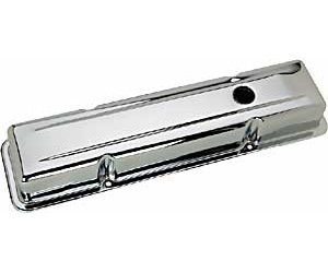 Chrome Plated Valve Covers for 1958-1986 Small Block Chevy Short Style With Baffles