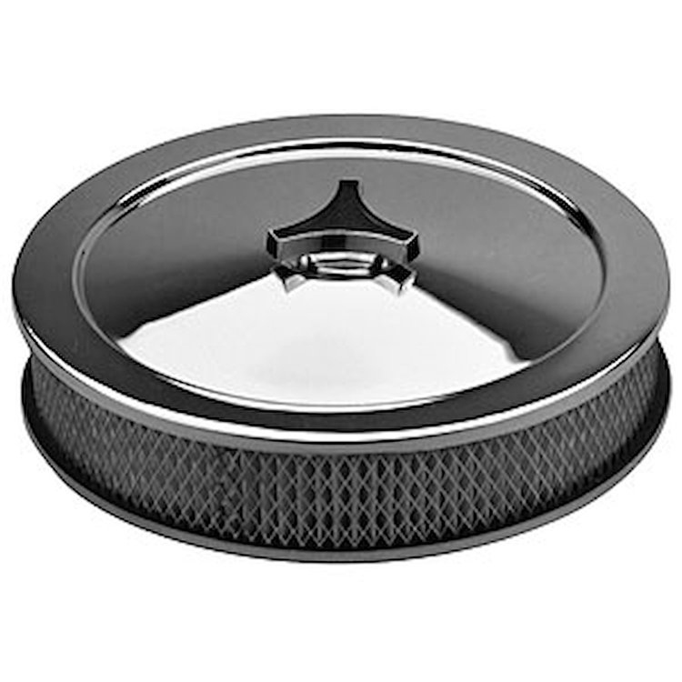 Deluxe Low-Profile Air Cleaner 10" x 2" in Chrome Includes 4-7/32" Carburetor Neck Adapter