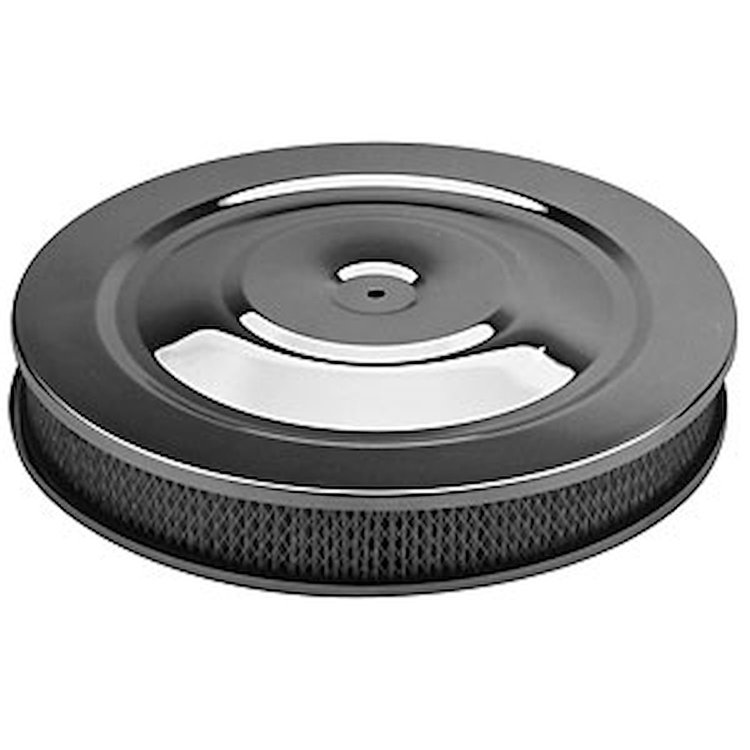 Standard Full-Flo Style Air Cleaner 14" x 2" in Chrome Includes 4-7/32" Carburetor Neck Adapter