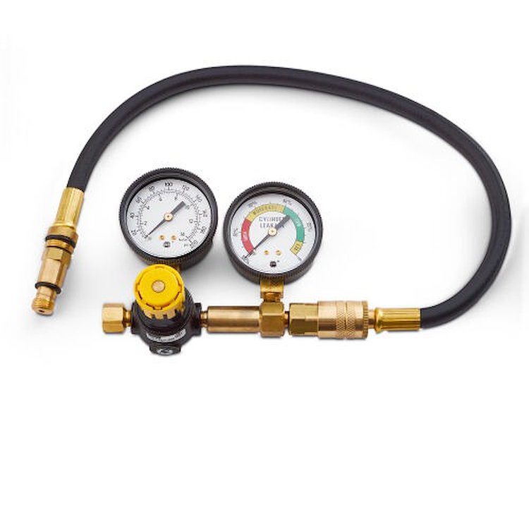 Dual-Gauge Cylinder Leakdown Tester Kit [With 14 mm Spark Plug Adapter]