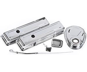 Chrome Engine Dress-Up Kit for Small Block Chevy with Short Valve Covers