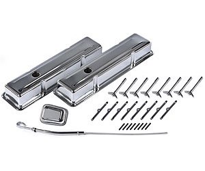 Chrome Engine Dress-Up Kit for Small Block Chevy with Short Valve Covers