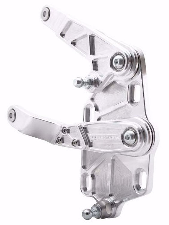 1094NS Billet Aluminum Hood Hinge Kit for 1956 Ford F-100 Truck w/Steel Hood [Natural Finish Solid Frame]
