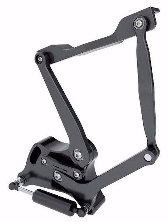 1167BF Billet Aluminum Hood Hinge Kit for 1960-1966 GM Trucks w/Fiberglass Hood [Black Anodized Solid Frame]