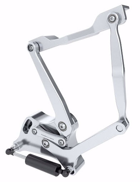 1167NF Billet Aluminum Hood Hinge Kit for 1960-1966 GM Trucks w/Fiberglass Hood [Natural Finish Solid Frame]