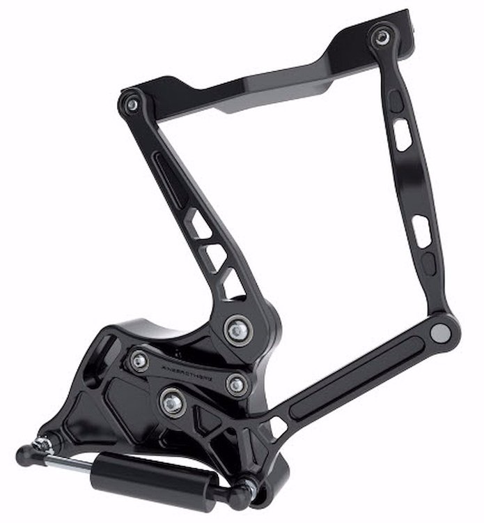 1168BF Billet Aluminum Hood Hinge Kit for 1960-1966 GM Trucks w/Fiberglass Hood [Black Anodized Air Frame]