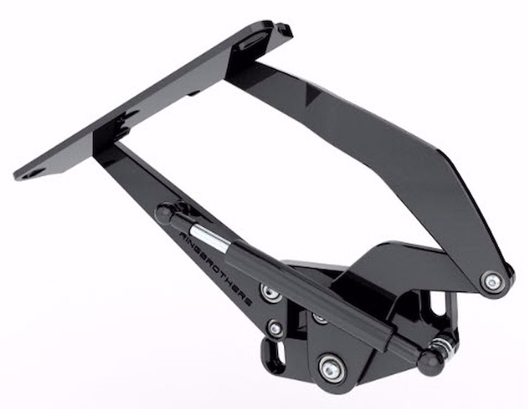1183BF Billet Aluminum Hood Hinge Kit for 1977-1990 Chevy Caprice, Impala w/Fiberglass Hood [Black Anodized Solid Frame]