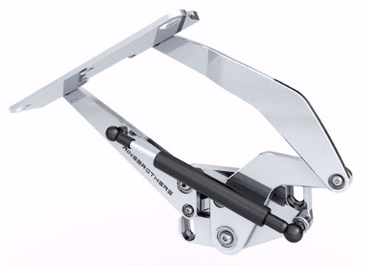 1183NS Billet Aluminum Hood Hinge Kit for 1977-1990 Chevy Caprice, Impala w/Steel Hood [Natural Finish Solid Frame]