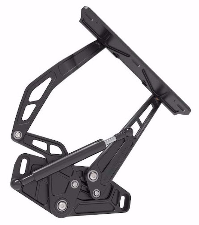 1184BS Billet Aluminum Hood Hinge Kit for 1977-1990 Chevy Caprice, Impala w/Steel Hood [Black Anodized Air Frame]