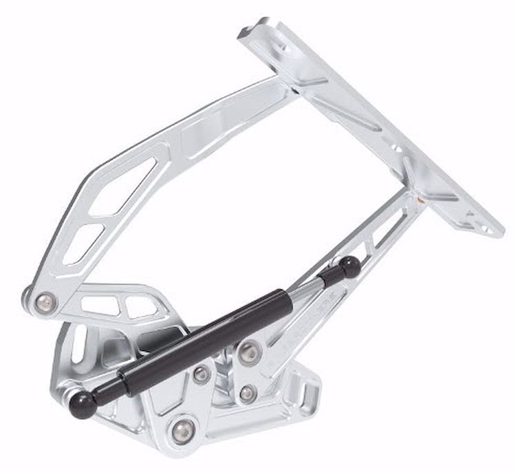 1184NF Billet Aluminum Hood Hinge Kit for 1977-1990 Chevy Caprice, Impala w/Fiberglass Hood [Natural Finish Air Frame]