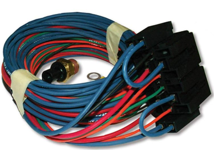 Dual Electric Fan Relay System with Engine-Mounted Thermostat [176F On / 161F Off]