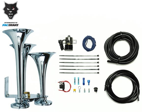 HP10254 Basic Triple Train Horn for Onboard Air, Cast Zinc Alloy/Stainless Steel Chrome