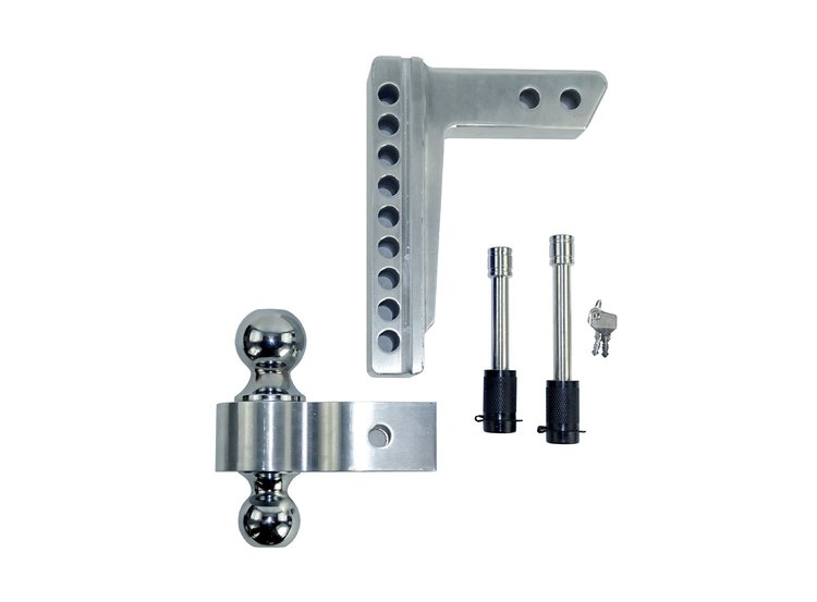 HP10598-1 Ball Mount Set , Aluminum, 2" & 2 5/16" Balls, 2" Receiver, 8" Adjustable Drop (Clear Anodized)