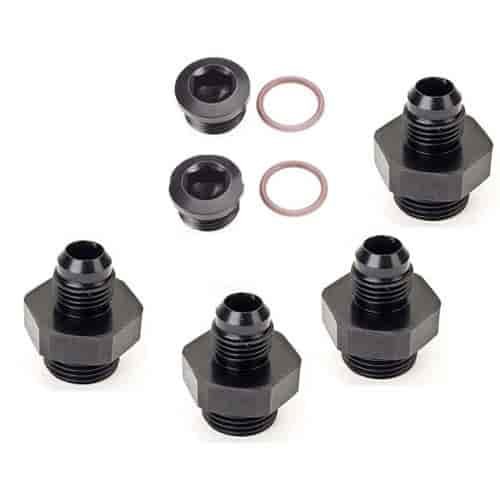 Fuel Pressure Regulator Kit Includes: (4) JEGS Radiused Pump Fittings -8AN port (3/4"-16 Thread) to -6AN hose