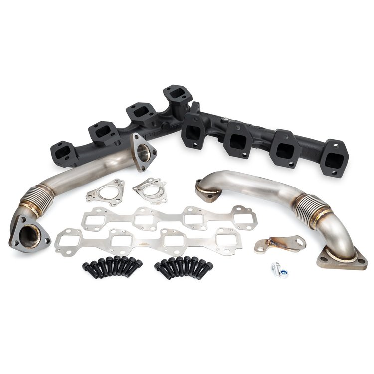 116111020 High-Flow Manifolds and Up-Pipes Kit GM 2001 CA, 2001-2004 FED LB7-Black