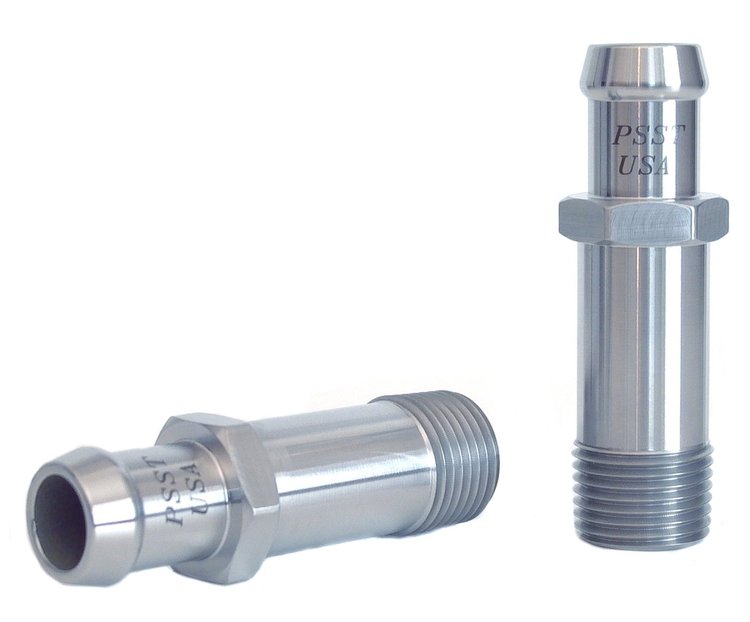 Heater Hose Fitting, Straight, 1/2 in. NPT x 5/8 in. Hose Barb, 2 7/8 in. Length [Polished Finish]