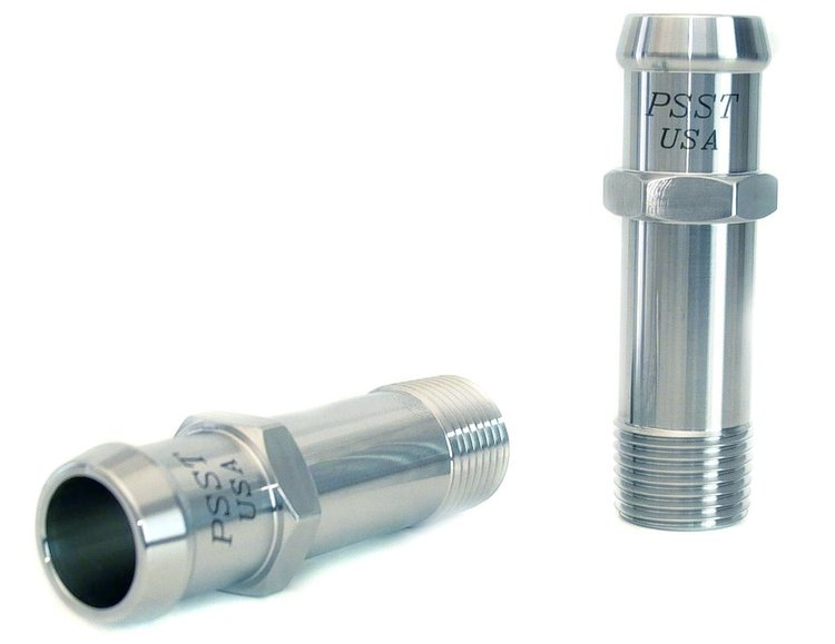 Heater Hose Fitting, Straight, 1/2 in. NPT x 3/4 in. Hose Barb, 2 7/8 in. Length [Natural Finish]
