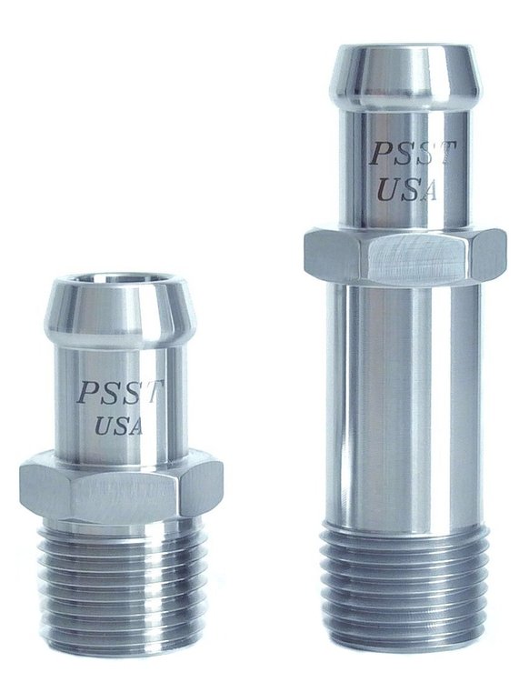 Heater Hose Fitting Set, 1/2 in. NPT x 5/8 in. Hose, Includes: (1) 1 3/4 in. Length, (1) 2 7/8 in. Length [Polished Finish]