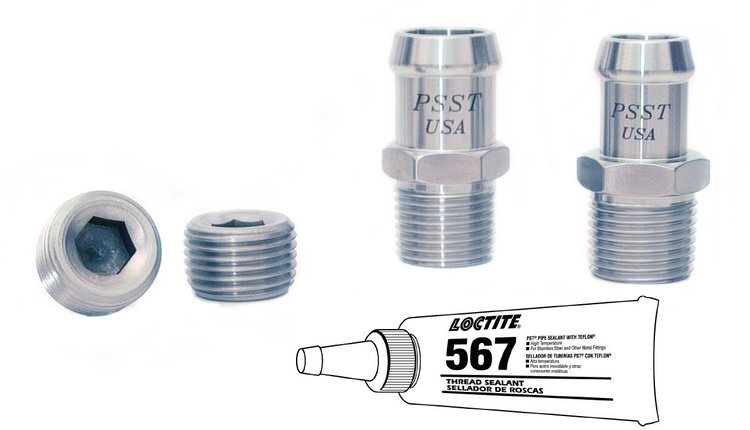 Koolkitz Fitting Kit Includes: (1) 1/2 in. NPT x 5/8 in. Barb, (1) 1/2 in. NPT x 3/4 in. Barb, (2) 1/2 in. NPT Plugs [Polished]