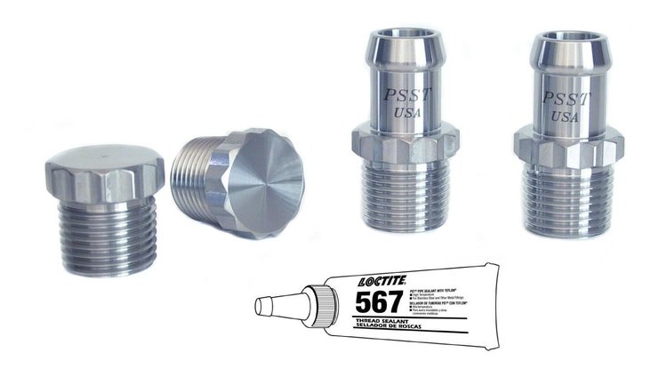 Koolkitz Fitting Kit Includes: (2) 1/2 in. NPT x 5/8 in. Hose Barb Fittings, (2) 1/2 in. NPT Plug Fittings [Natural Finish]