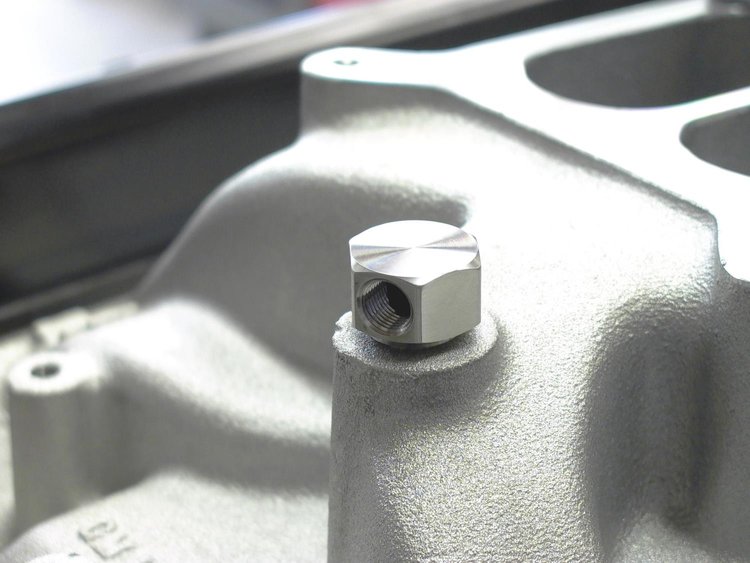 Single-Port Fuel/Vacuum Fitting, 1/8 in. Port, 3/8 in. NPT, 7/8 in. Length [Polished Finish]
