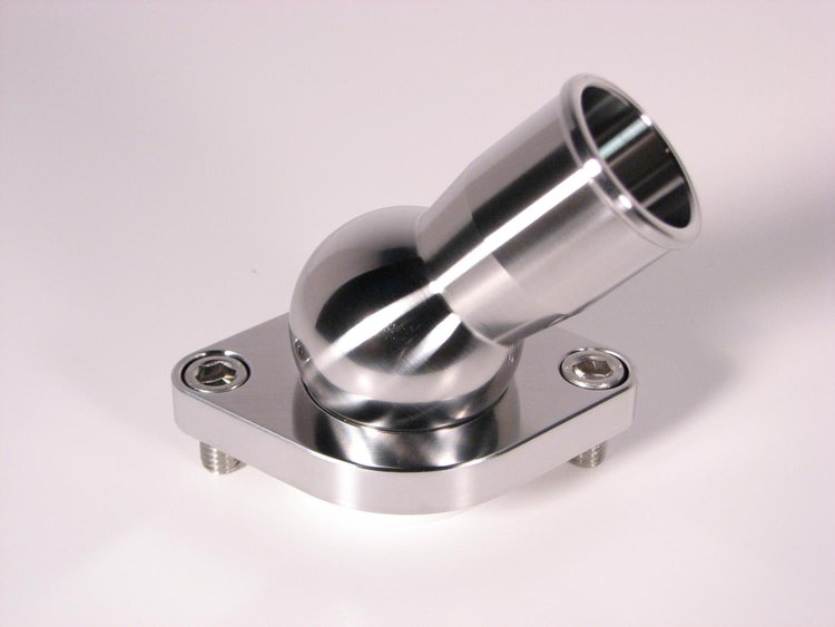 Thermostat Housing fits Small and Big Block Chevy, 45-Degree Swivel [Natural Finish]