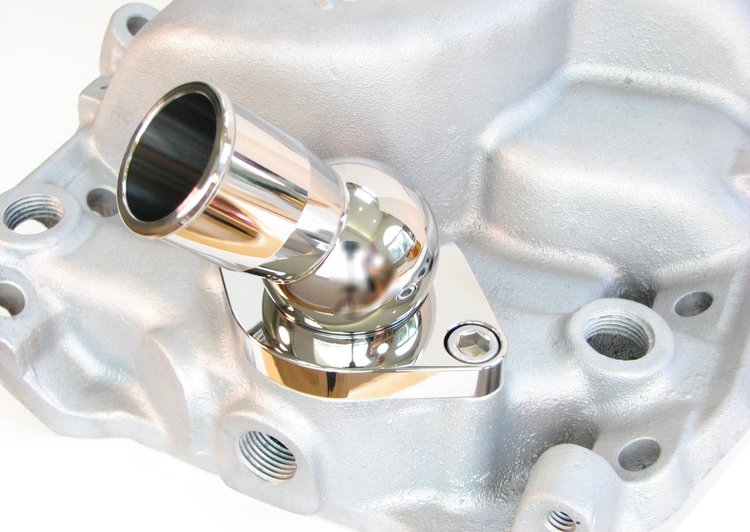 Thermostat Housing fits Small and Big Block Chevy, 45-Degree Swivel [Polished Finish]