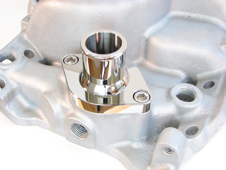 Thermostat Housing fits Small and Big Block Chevy, Straight Up, Non-Swivel [Polished Finish]