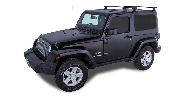 JA6382 Vortex RLT600 Black 2-Bar Rhino-Rack Backbone Roof Rack, 2007-2010 Jeep Wrangler