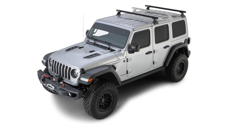 JB0884 Heavy-Duty RLT600 Black 2-Bar Rhino-Rack Backbone Roof Rack, Select Jeep Wrangler