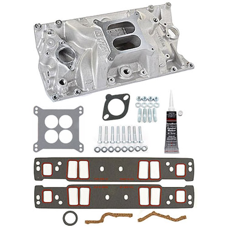Aluminum Intake Manifold Kit Chevy 283-400 with Vortec Cylinder Heads Includes: