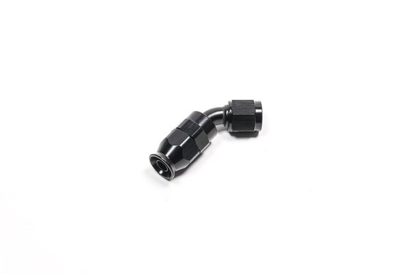 -6 AN Hose End, 45-Degreeree, PTFE, Black