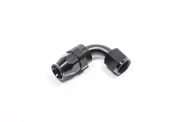 -8 AN Hose End, 90 Degree, PTFE, Black